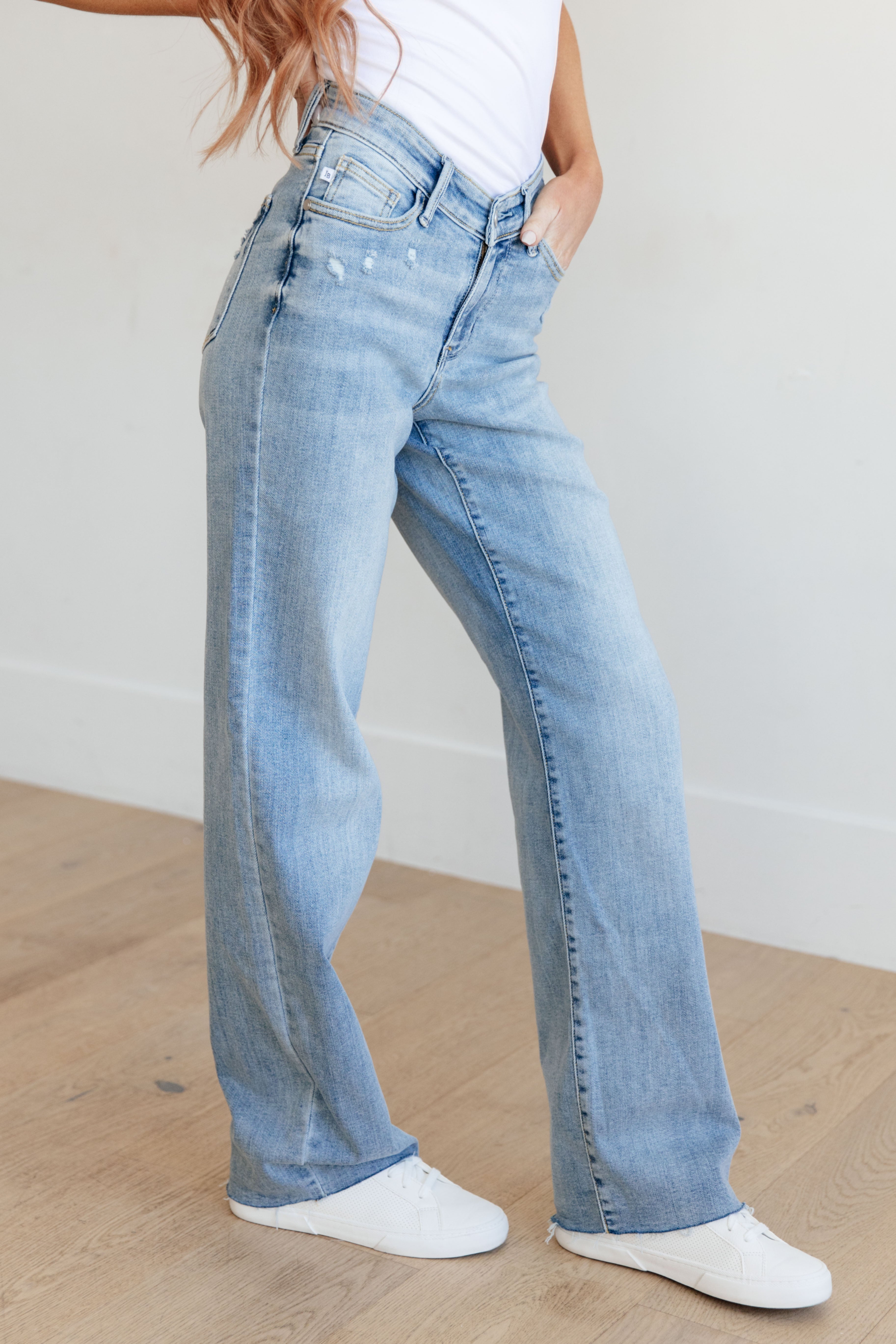 Mildred High Rise V Front Waistband Straight Jeans by Judy Blue