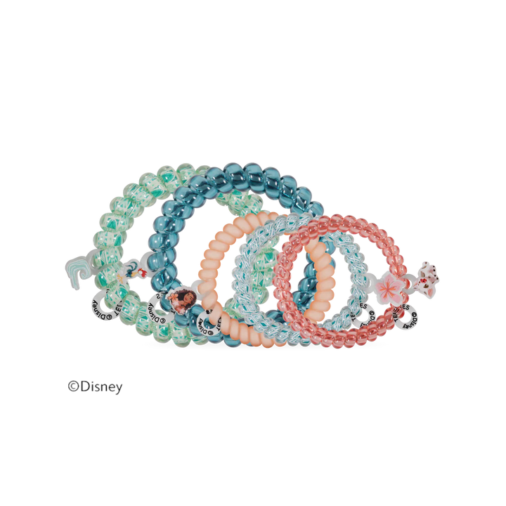 Teleties Hair Tie - Large and Small Band Pack of 5 - Moana and Friends
