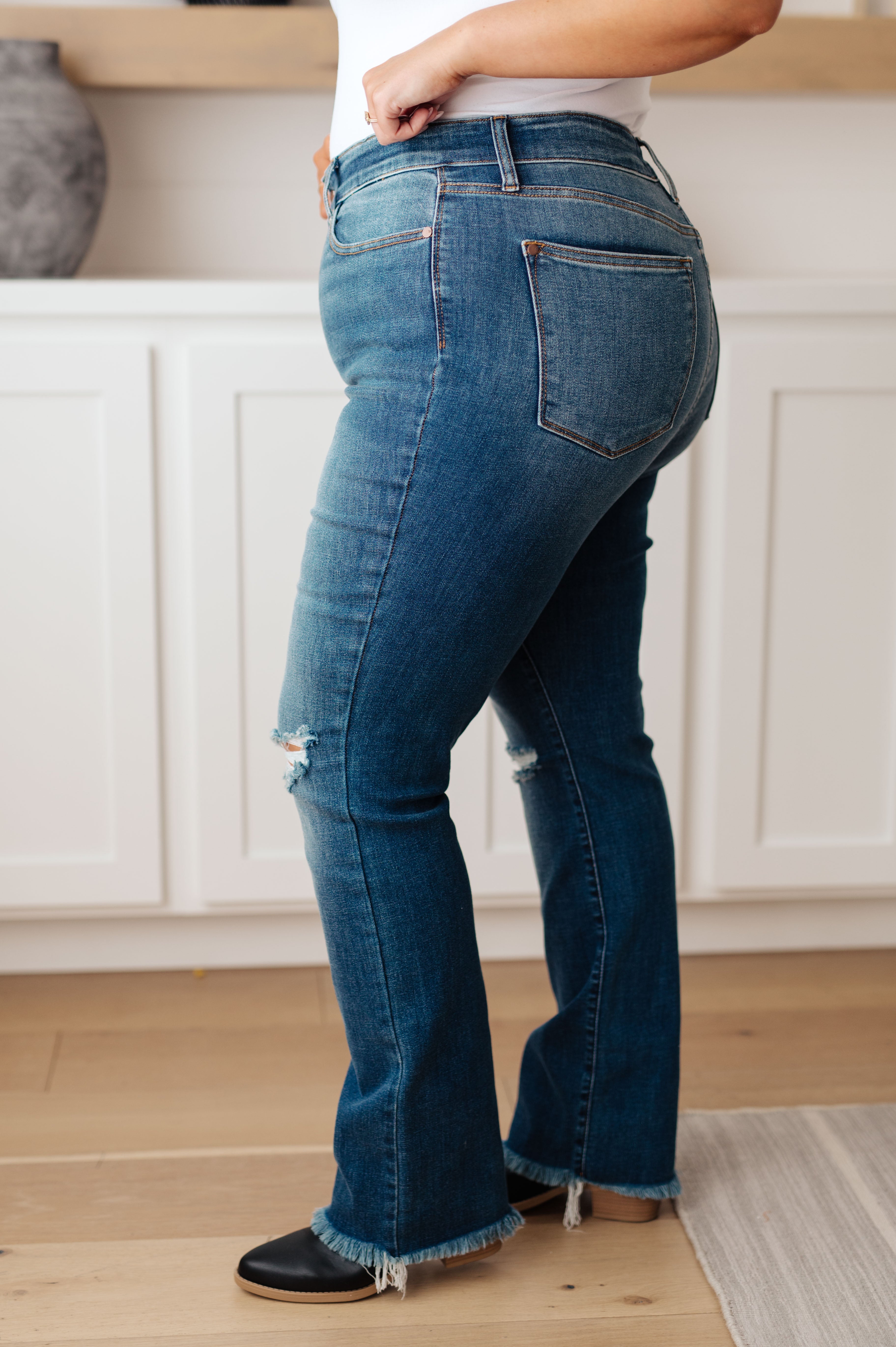 Morgan High Rise Distressed Straight Jeans by Judy Blue