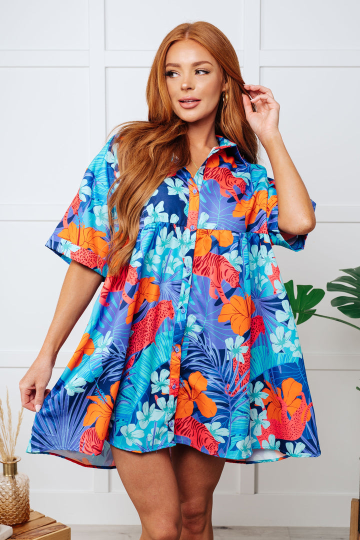 Mother Nature's Recipes Collared Dress in Blue - 5/14