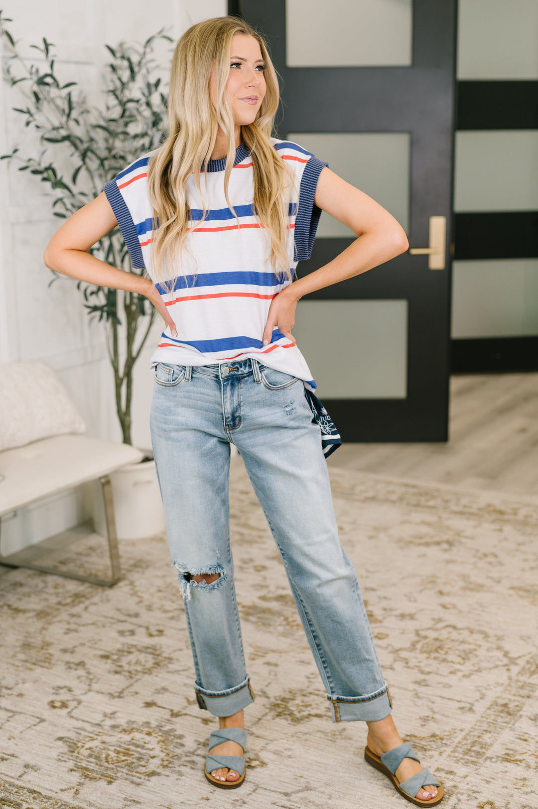 National Beauty Sleeveless Striped Top - 6/16
