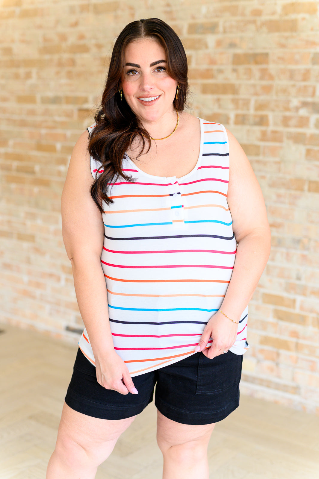 Need A Favor Colorful Henley Tank - 4/30