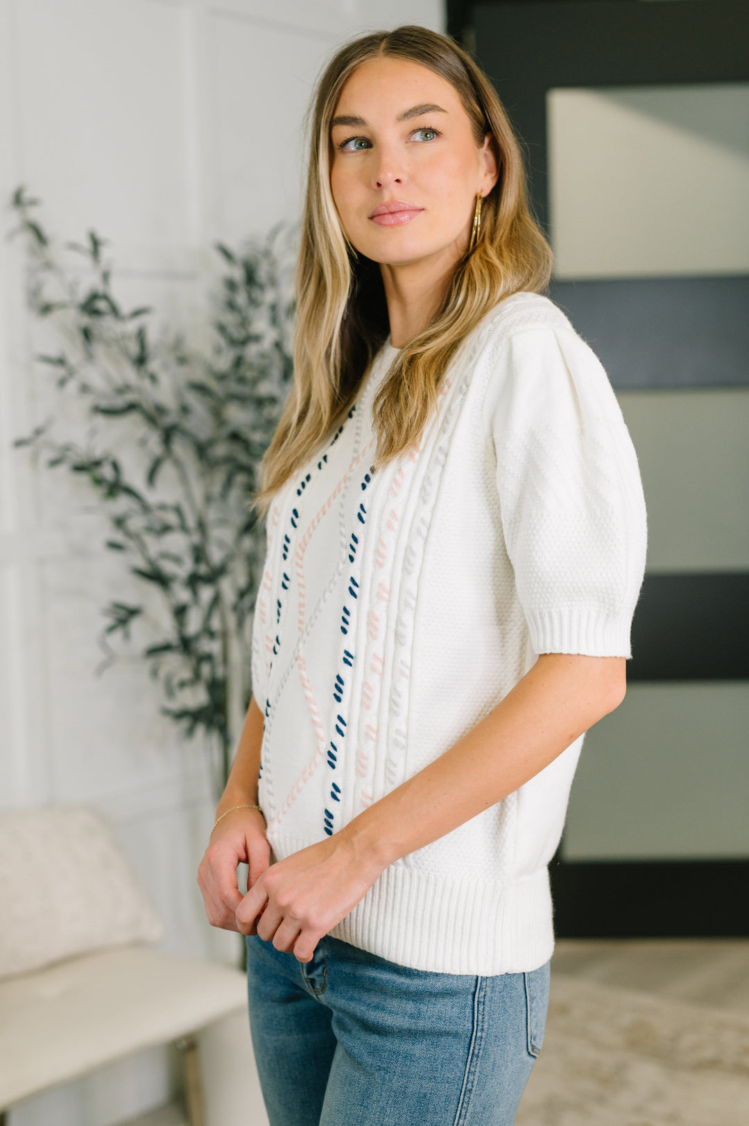 Need a Little Love Cable Knit Puff Sleeve Top - 8/10