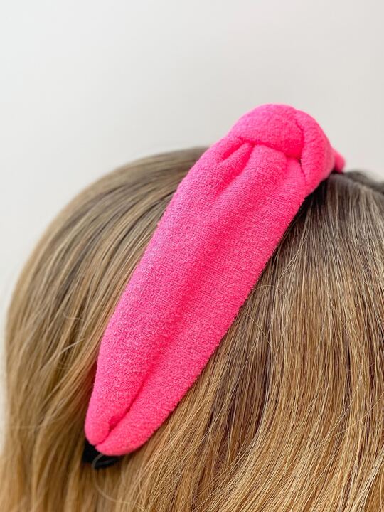 Neon Terry Knotted Headband - Pink