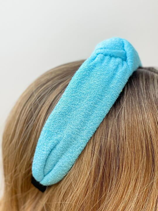 Neon Terry Knotted Headband - Blue