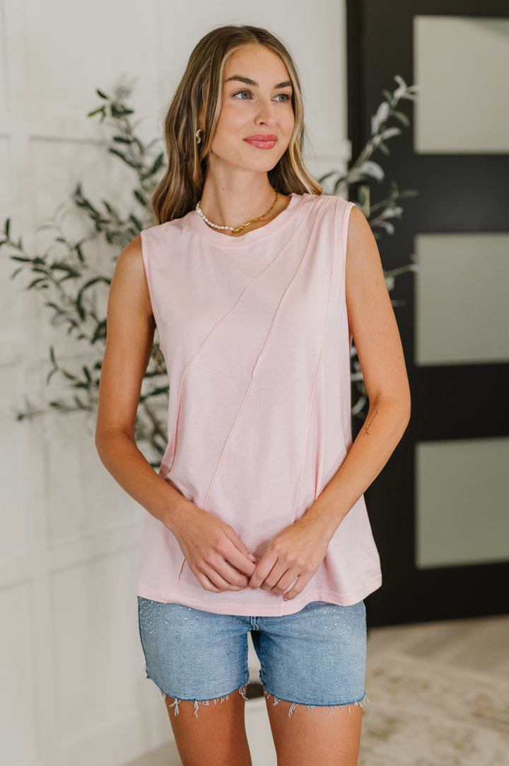 New Normal Pleat Detail Sleeveless Top in Pink