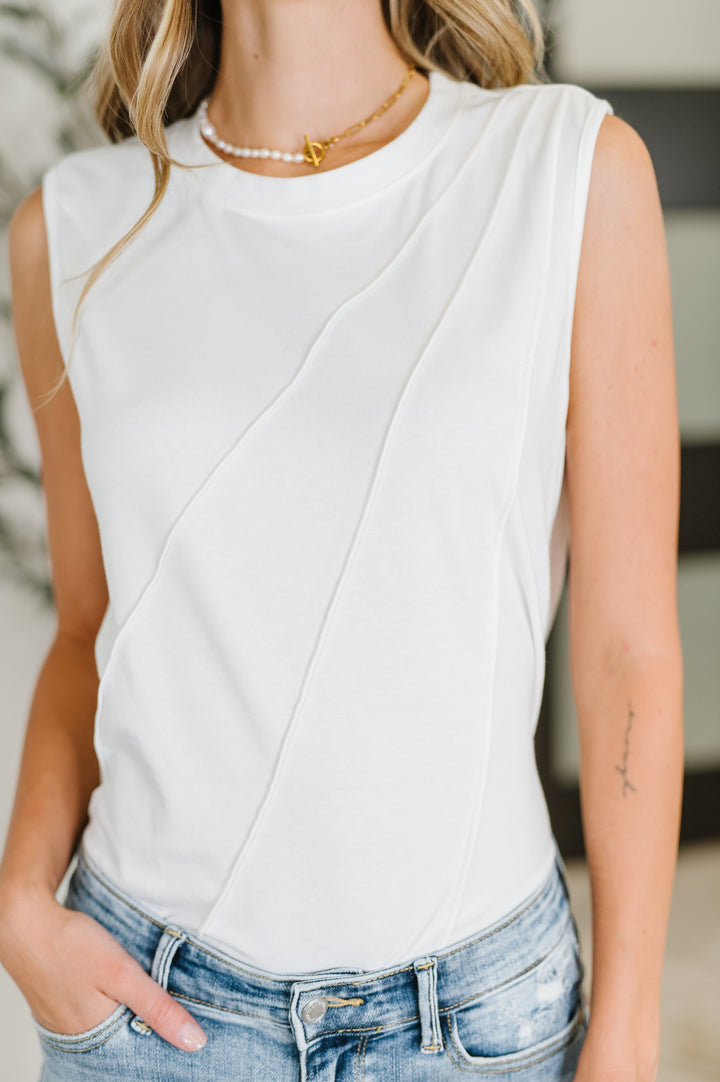 New Normal Pleat Detail Sleeveless Top in White - 5/21