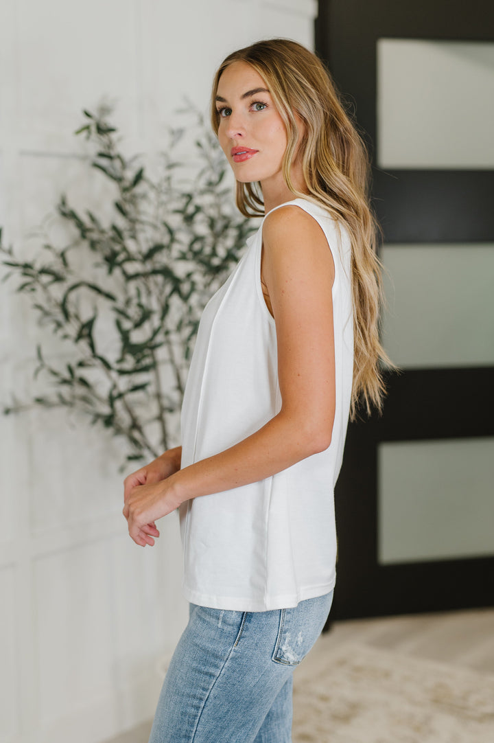 New Normal Pleat Detail Sleeveless Top in White - 5/21
