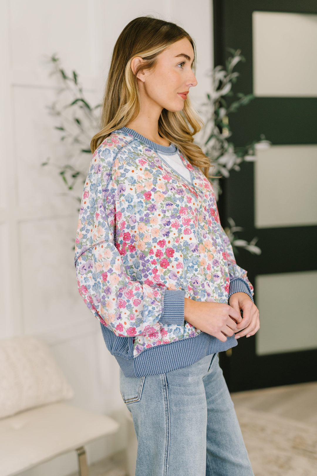 New Opportunities Drop Shoulder Floral Pullover - 3/10