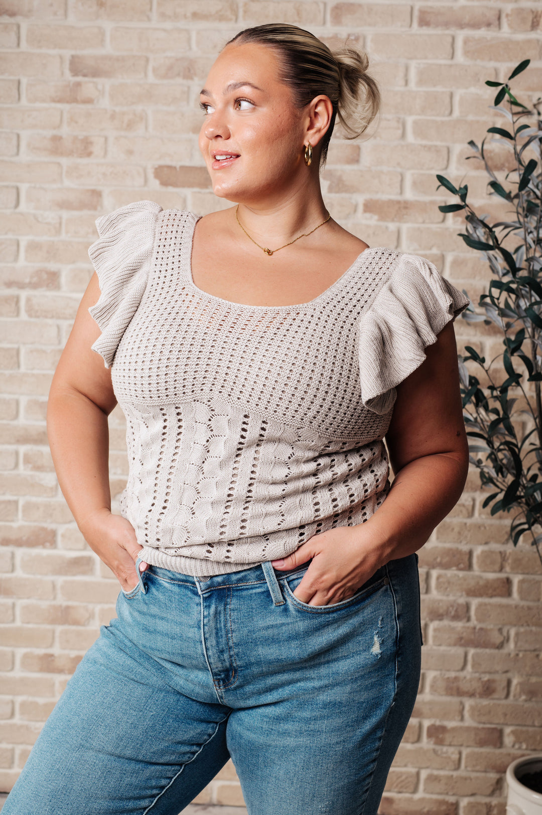 No One Knows Pointelle Knit Top - 6/11