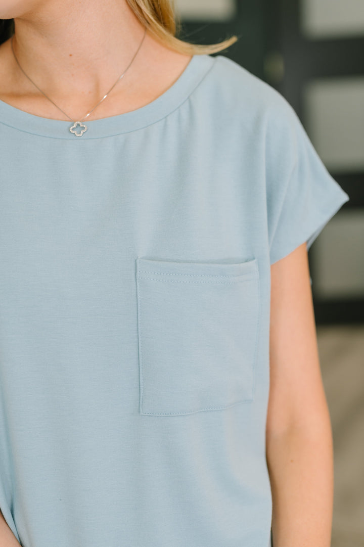 Not So Basic Pocket Tee in Blue - 4/30