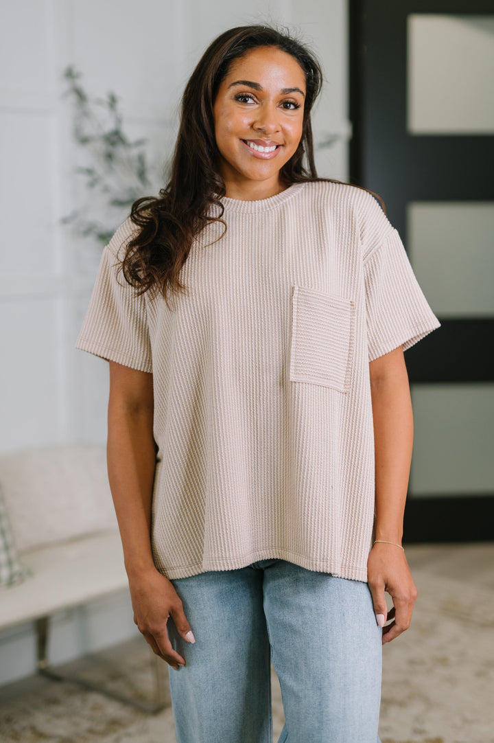Not That complicated Textured Boxy Tee in Ash Mocha - 5/6