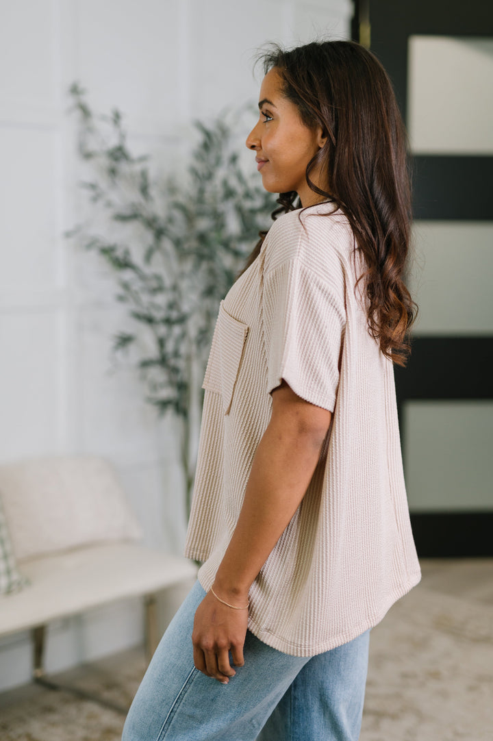 Not That complicated Textured Boxy Tee in Ash Mocha - 5/6