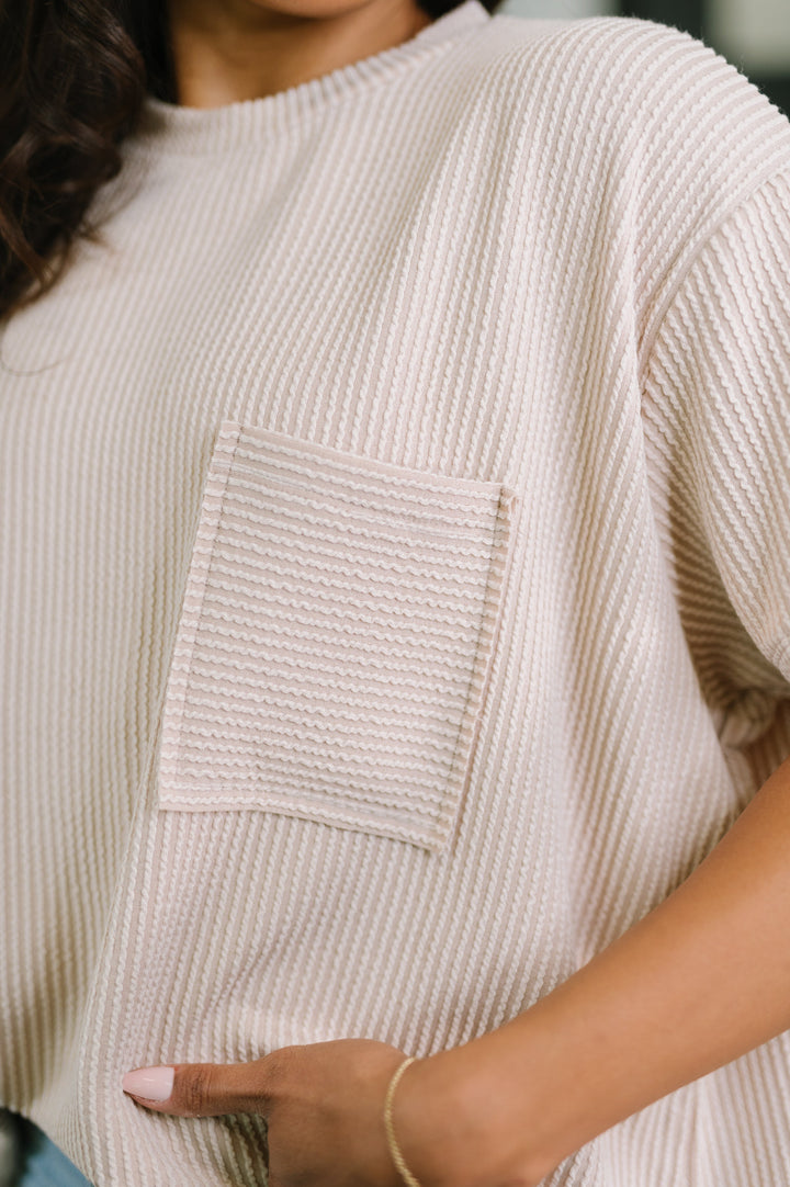 Not That complicated Textured Boxy Tee in Ash Mocha - 5/6