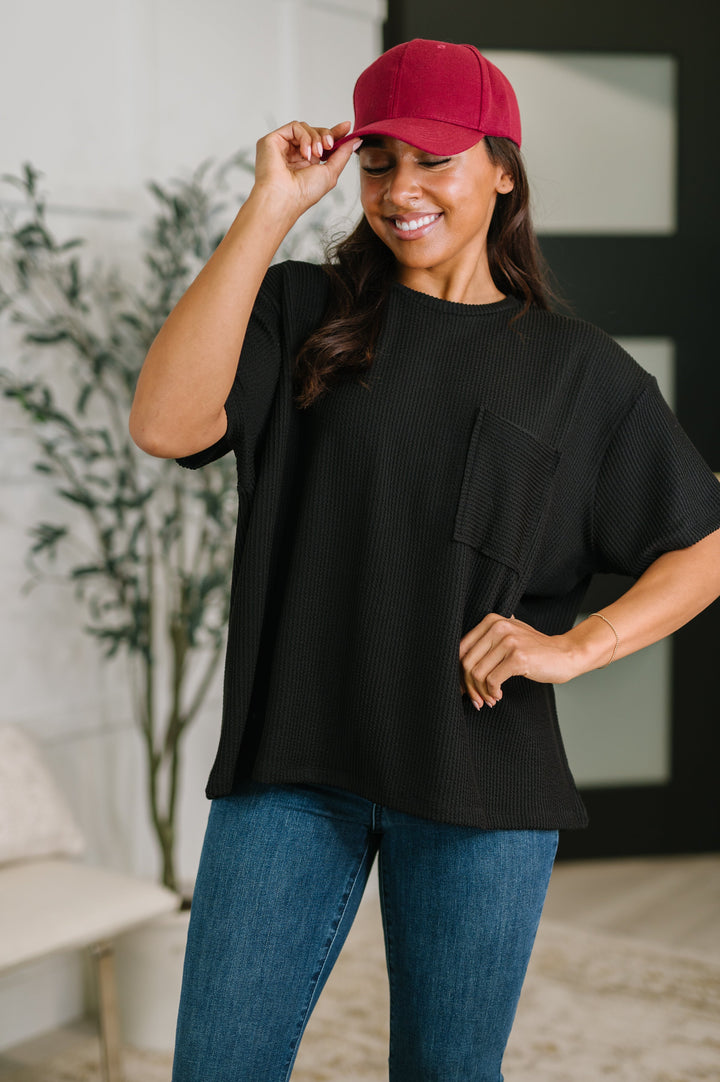 Not That complicated Textured Boxy Tee in Black - 5/6
