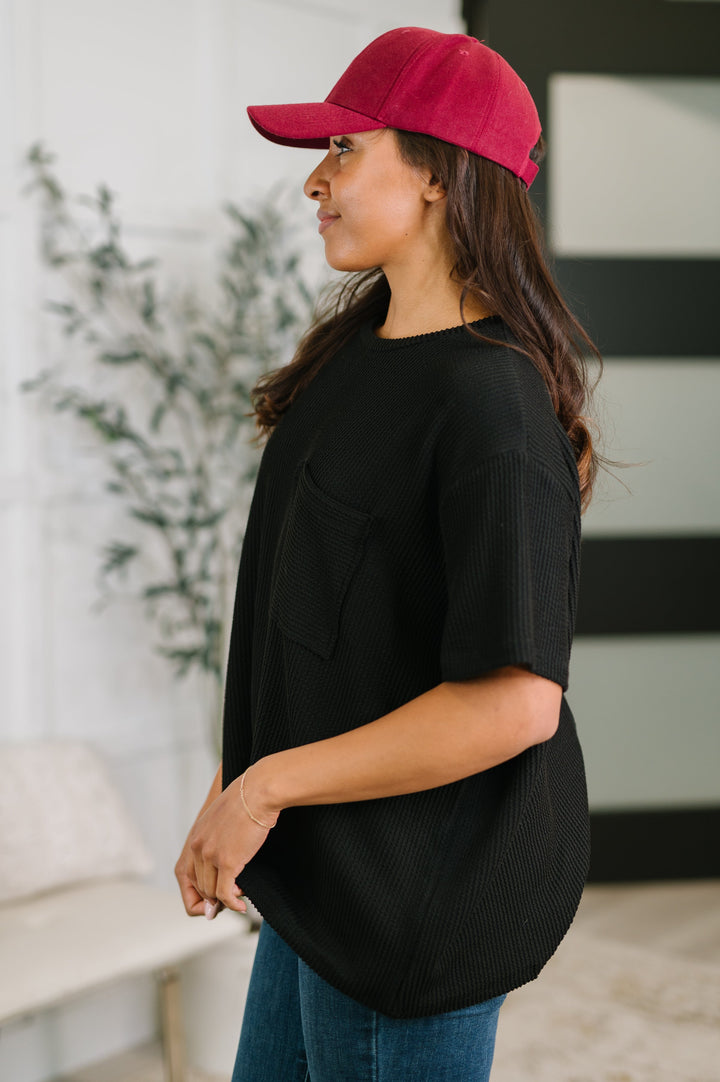 Not That complicated Textured Boxy Tee in Black - 5/6