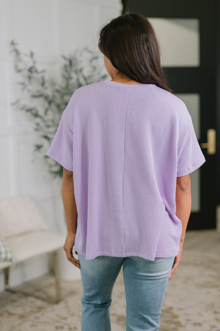 Not That complicated Textured Boxy Tee in Lavender - 5/6