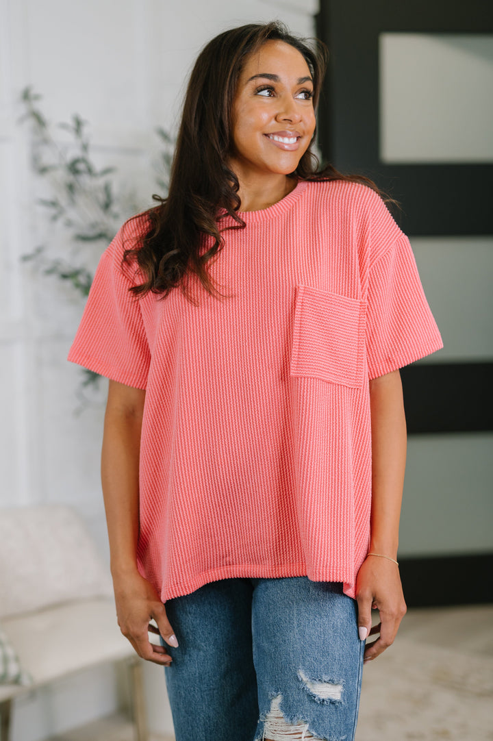 Not That complicated Textured Boxy Tee in Salmon - 5/6