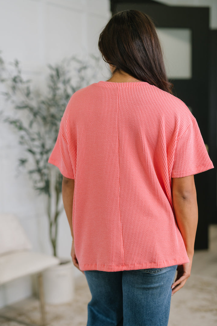 Not That complicated Textured Boxy Tee in Salmon - 5/6