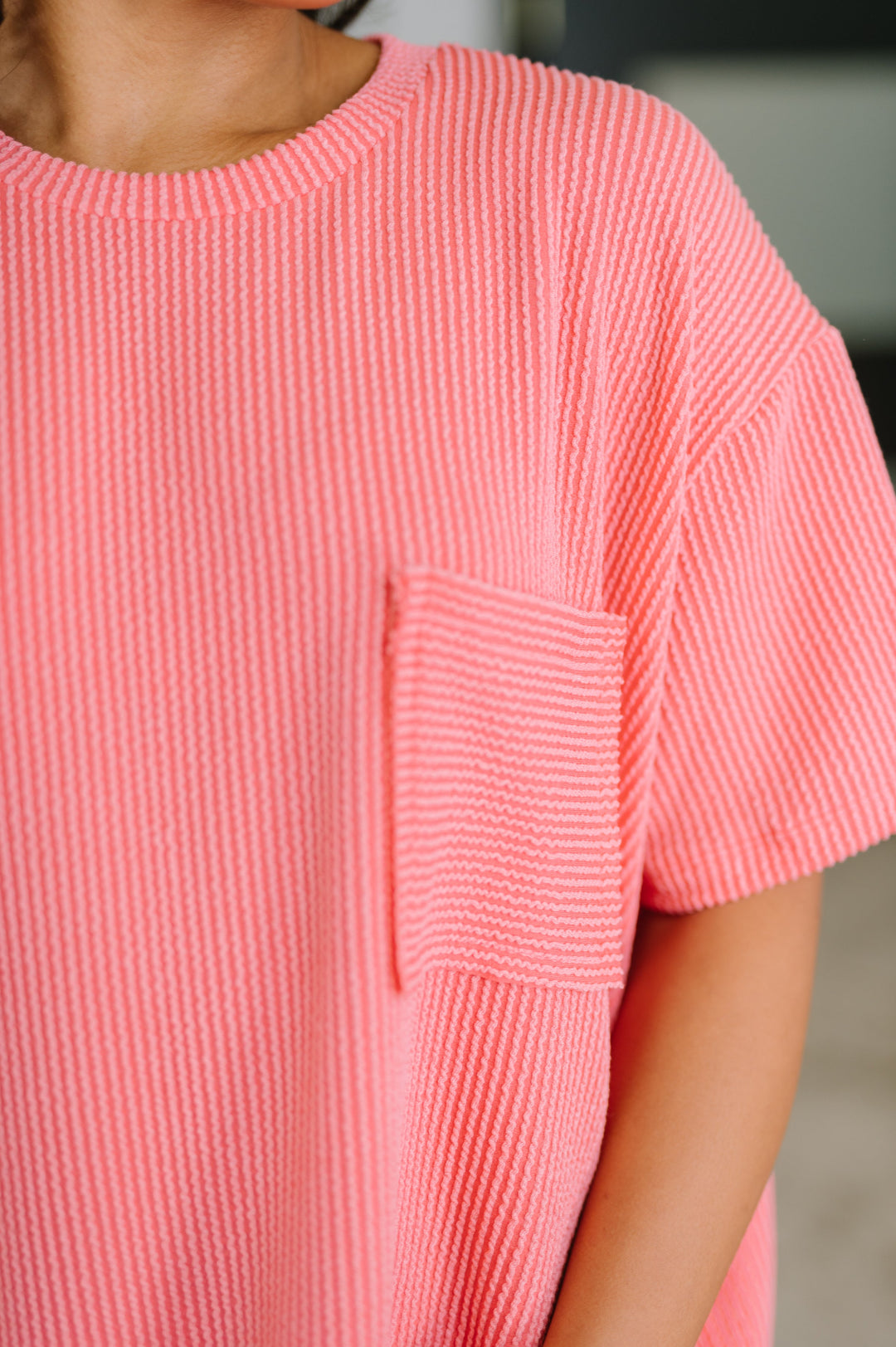 Not That complicated Textured Boxy Tee in Salmon - 5/6