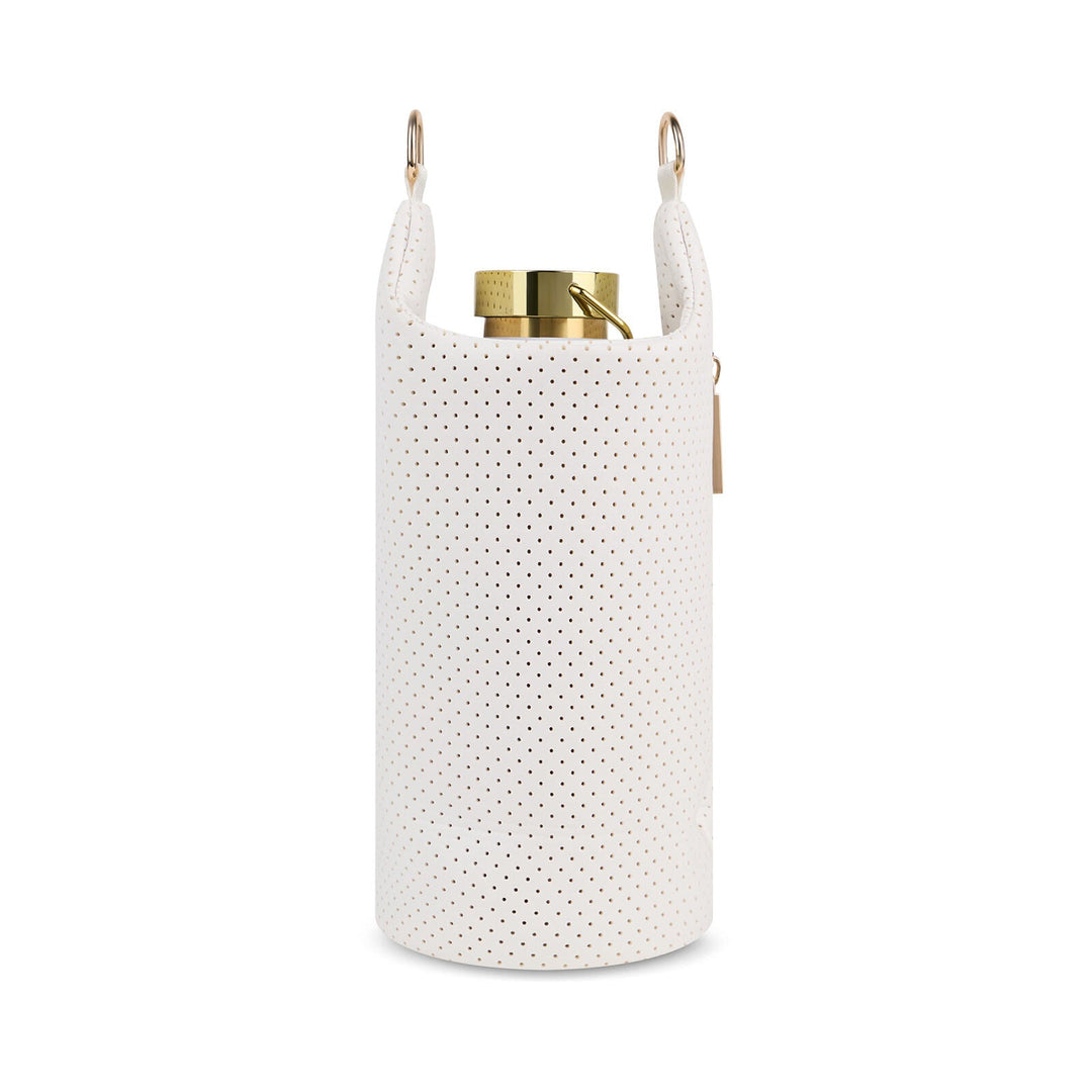 JUNE MARKET: HydroBag® HANDLE®-White Coated Perforated Neoprene HydroBag® with Pink/Green Stripe by Wanderfull (Ships in 2-3 Weeks)