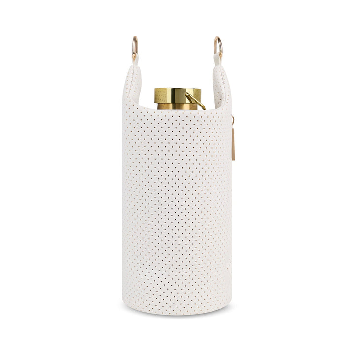 JUNE MARKET: HydroBag® HANDLE®-White Coated Perforated Neoprene HydroBag® with Pink/Green Stripe by Wanderfull (Ships in 2-3 Weeks)