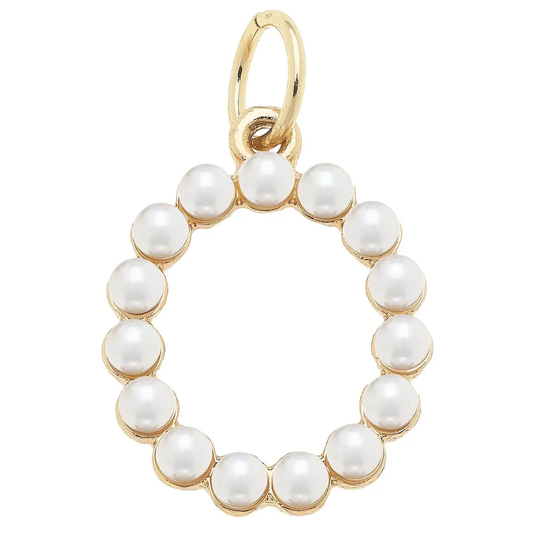 Pearl-Studded Letter Charm in Ivory By Canvas
