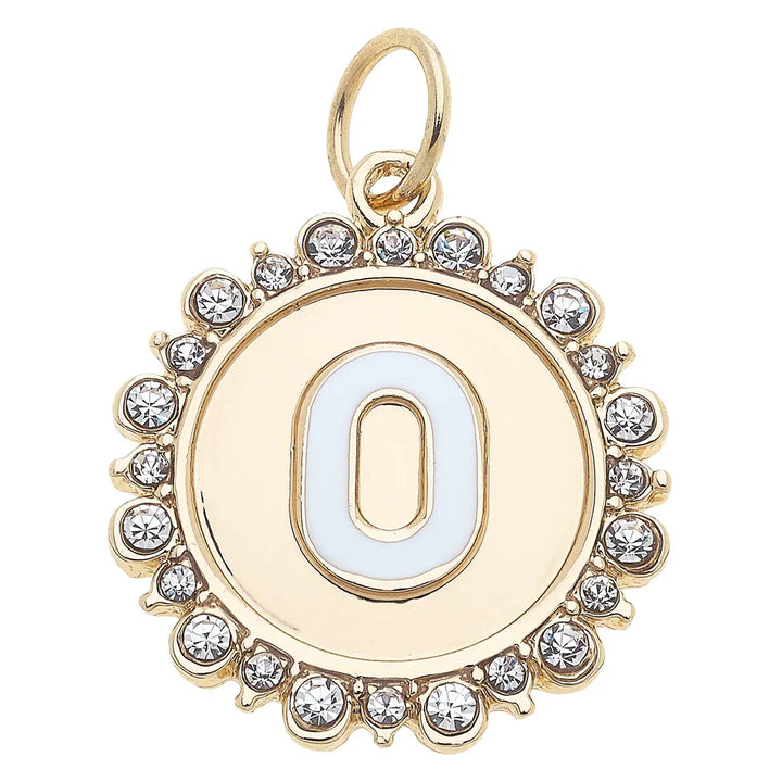 Rhinestone Initial Letter Disc Charm in Shiny Gold By Canvas