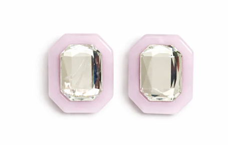 Olivia Statement Earrings Rectangle - Frosted Lilac by Linny Co