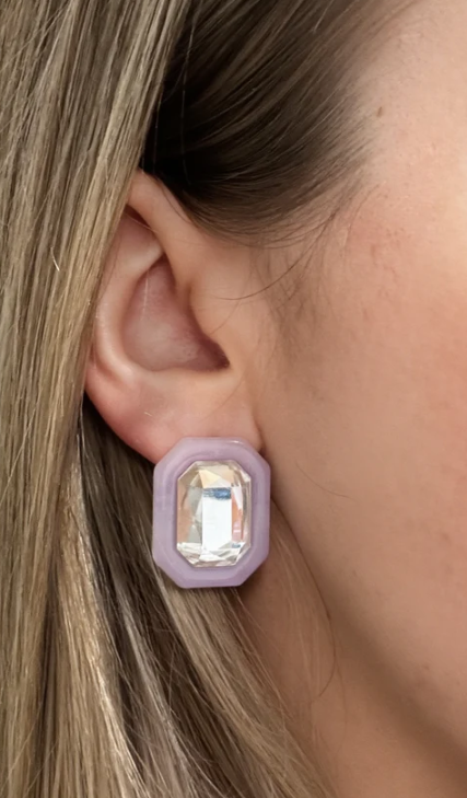 Olivia Statement Earrings Rectangle - Frosted Lilac by Linny Co