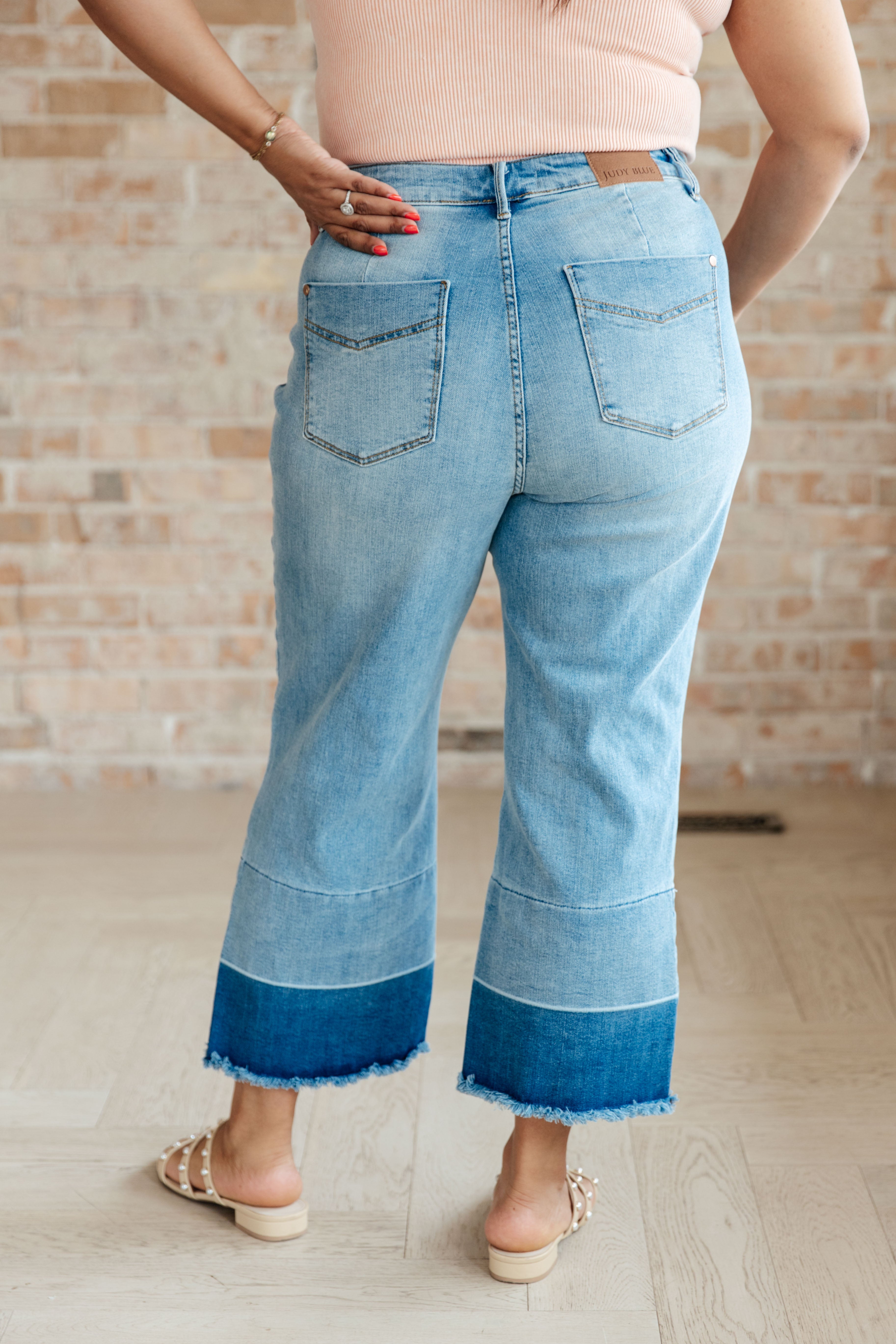 Olivia High Rise Wide Leg Crop Jeans by Judy Blue in Medium Wash