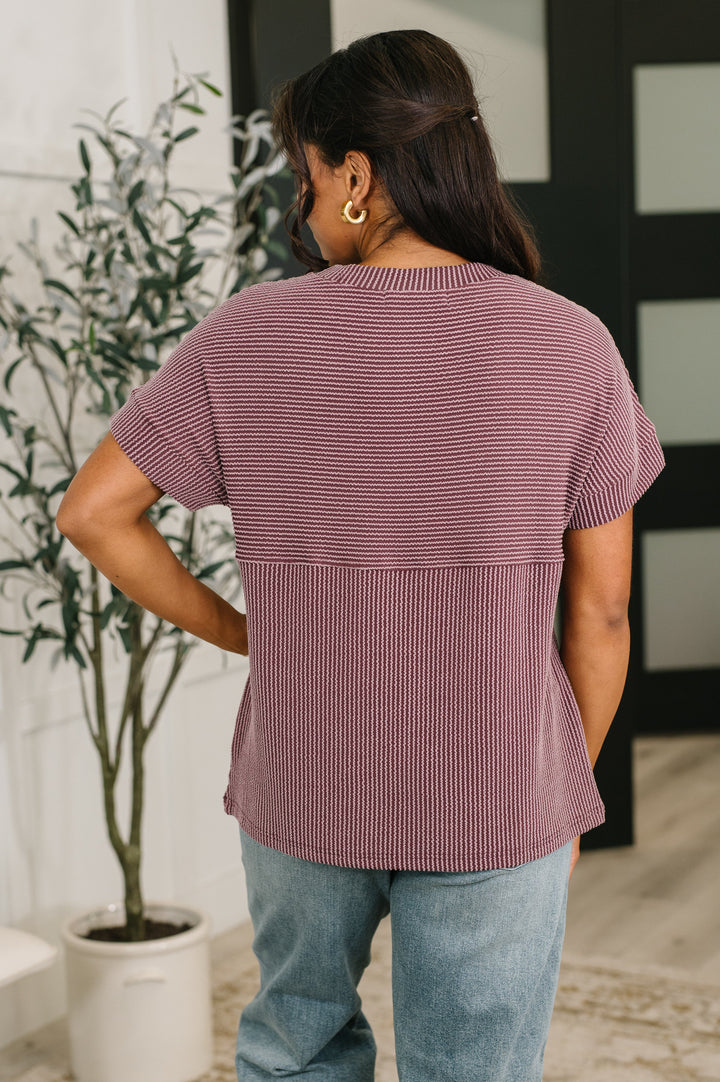 On Repeat Cable Ribbed Knit Tee - 5/4