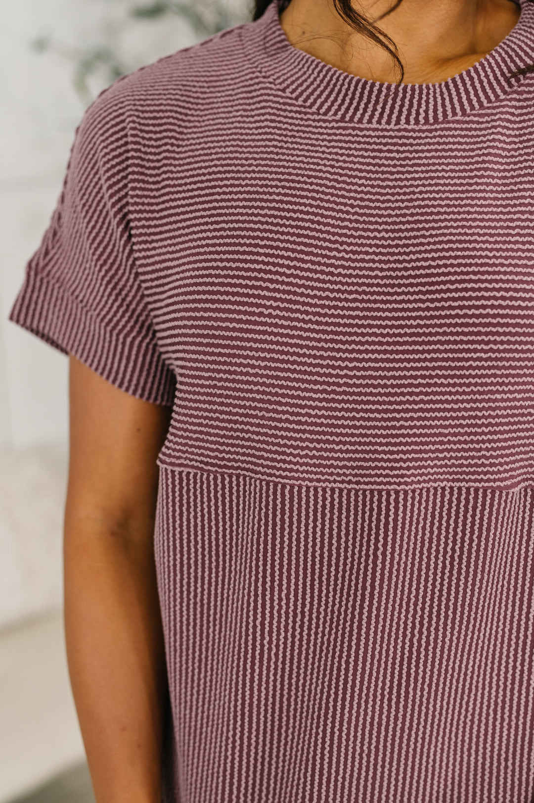 On Repeat Cable Ribbed Knit Tee - 5/4