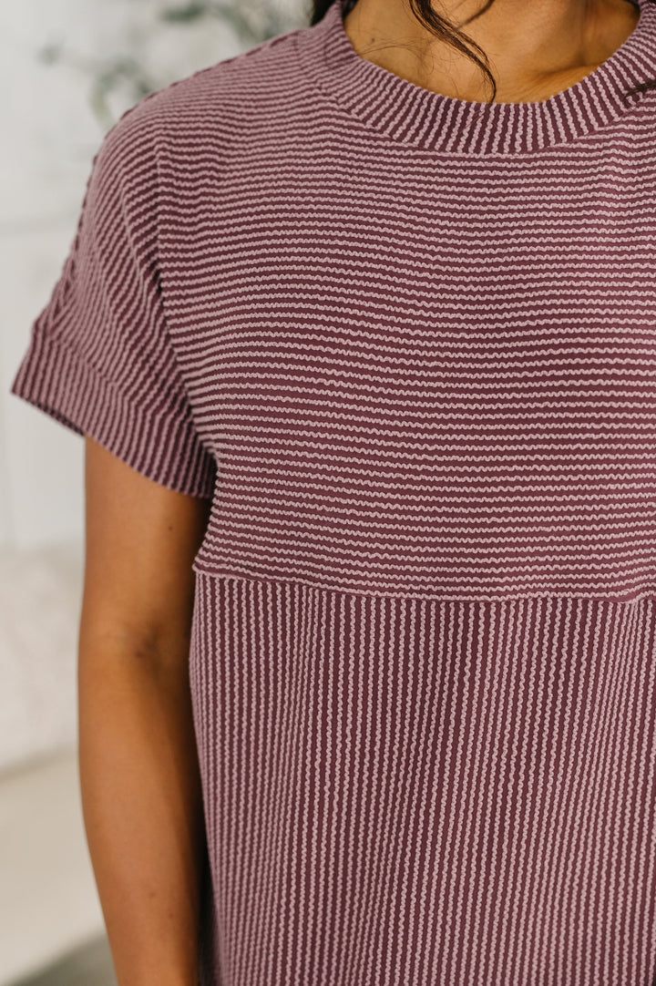 On Repeat Cable Ribbed Knit Tee - 5/4