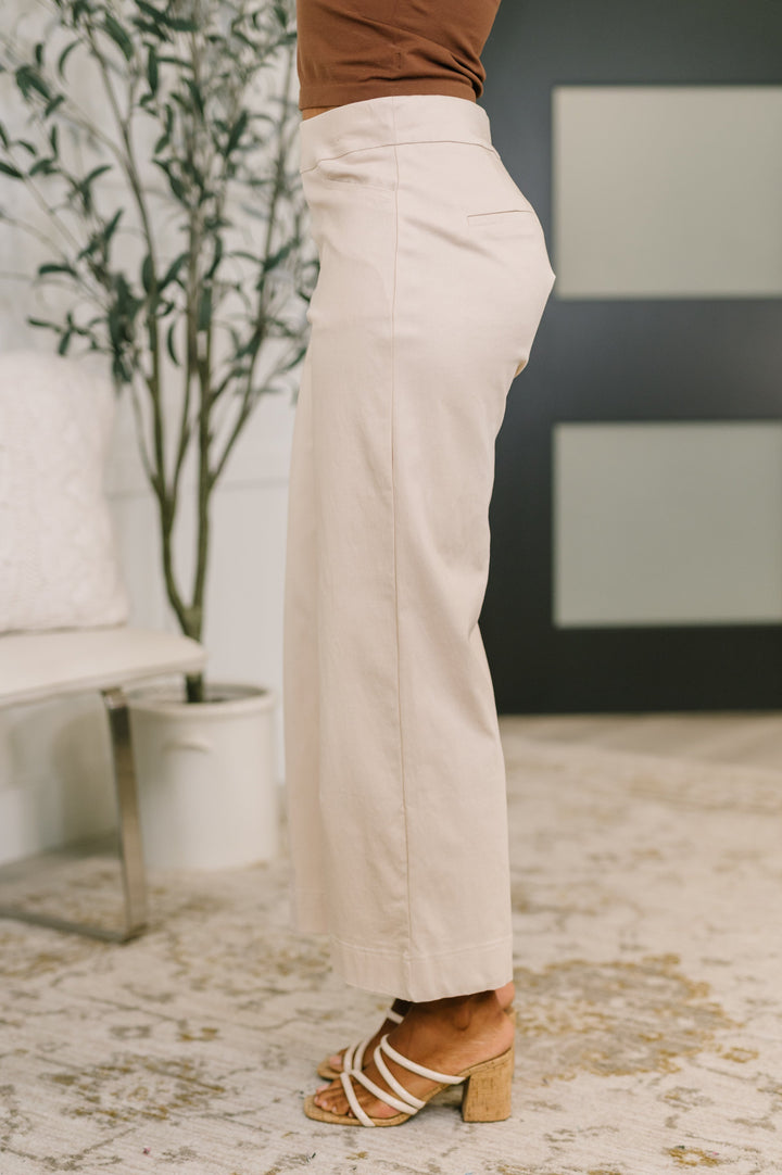 Only Pair High Waisted Wide Leg Bottoms in Linen - 3/16