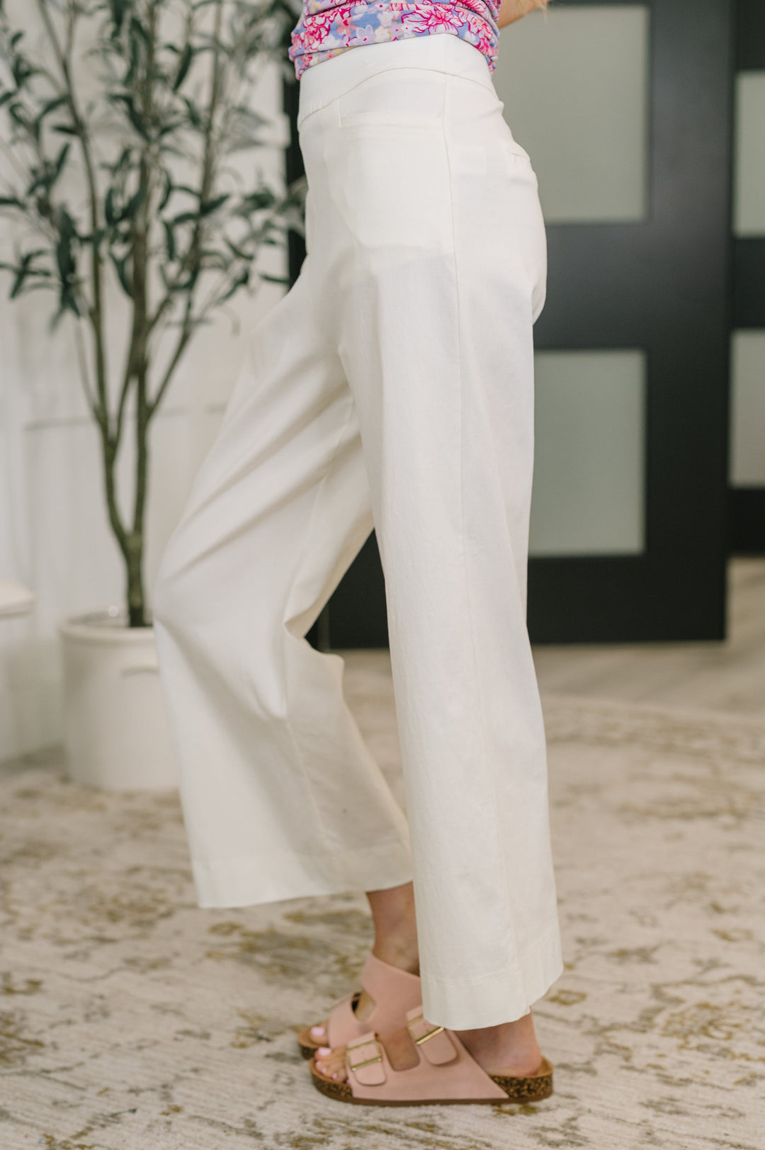 Only Pair High Waisted Wide Leg Bottoms in Off White - 4/20