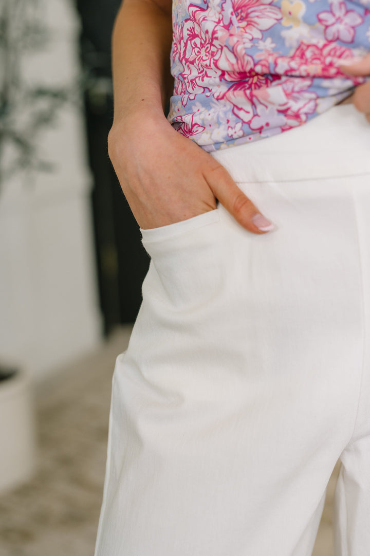 Only Pair High Waisted Wide Leg Bottoms in Off White - 4/20