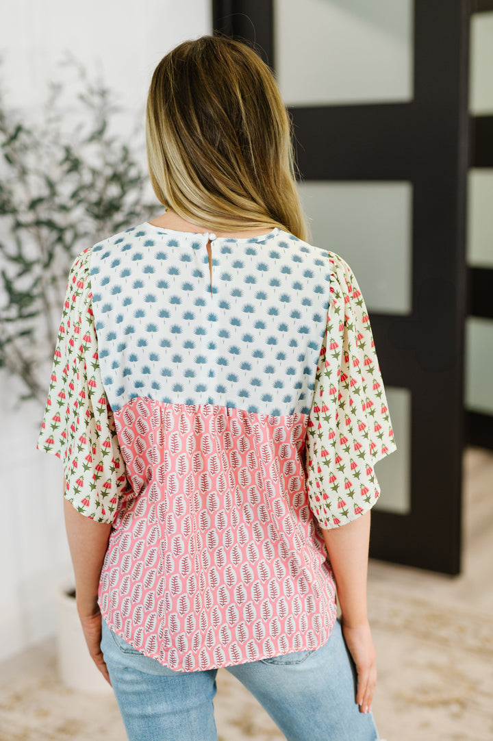 Outside Advantage Mixed Print Boho Blouse - 6/1