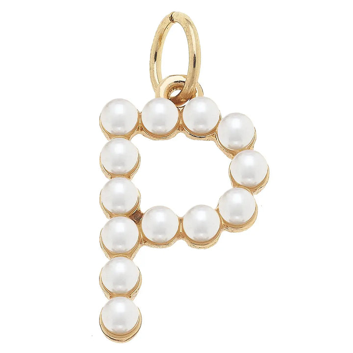 Pearl-Studded Letter Charm in Ivory By Canvas