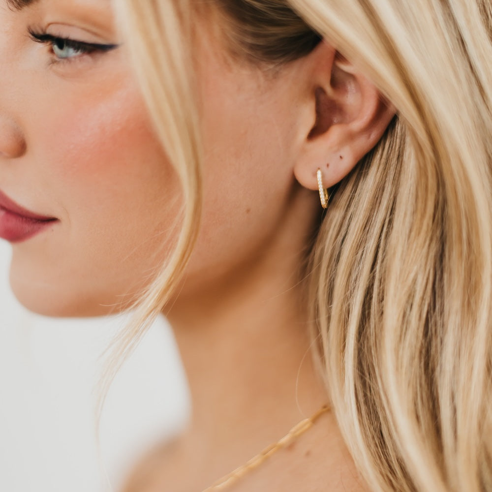 Petra U Hoop Diamond Earrings - WATERPROOF-Earrings-Pretty Simple