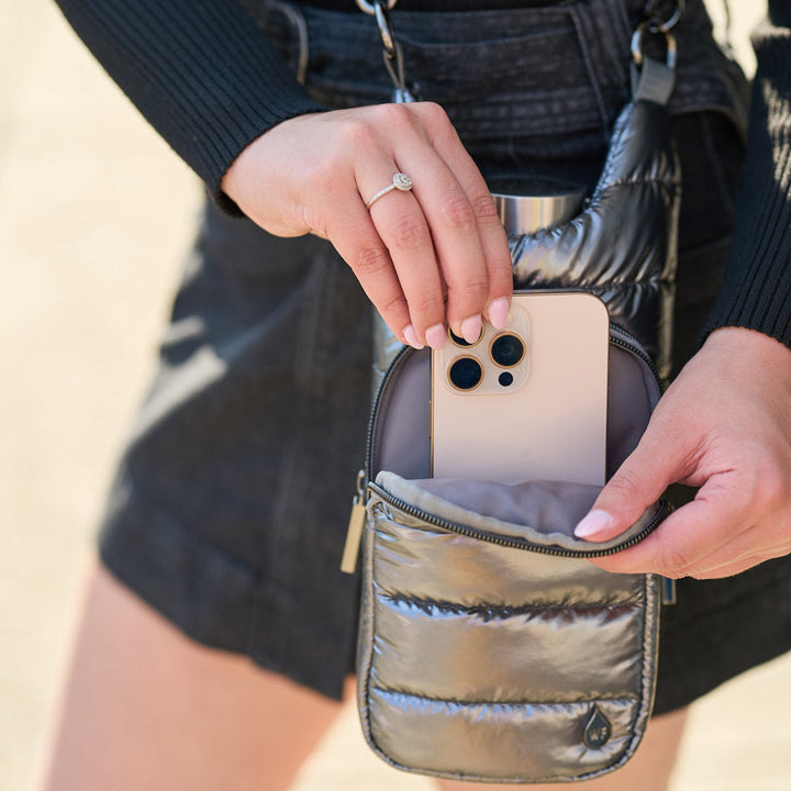 JUNE MARKET: Pewter Glossy HydroBag® with Camo Strap by Wanderfull (Ships in 2-3 Weeks)