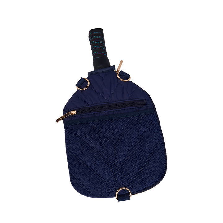 JUNE MARKET: Pickleball HydroSling Bag with Removable Racquet Cover- Navy Matte with Stripe by Wanderfull (Ships in 2-3 Weeks)