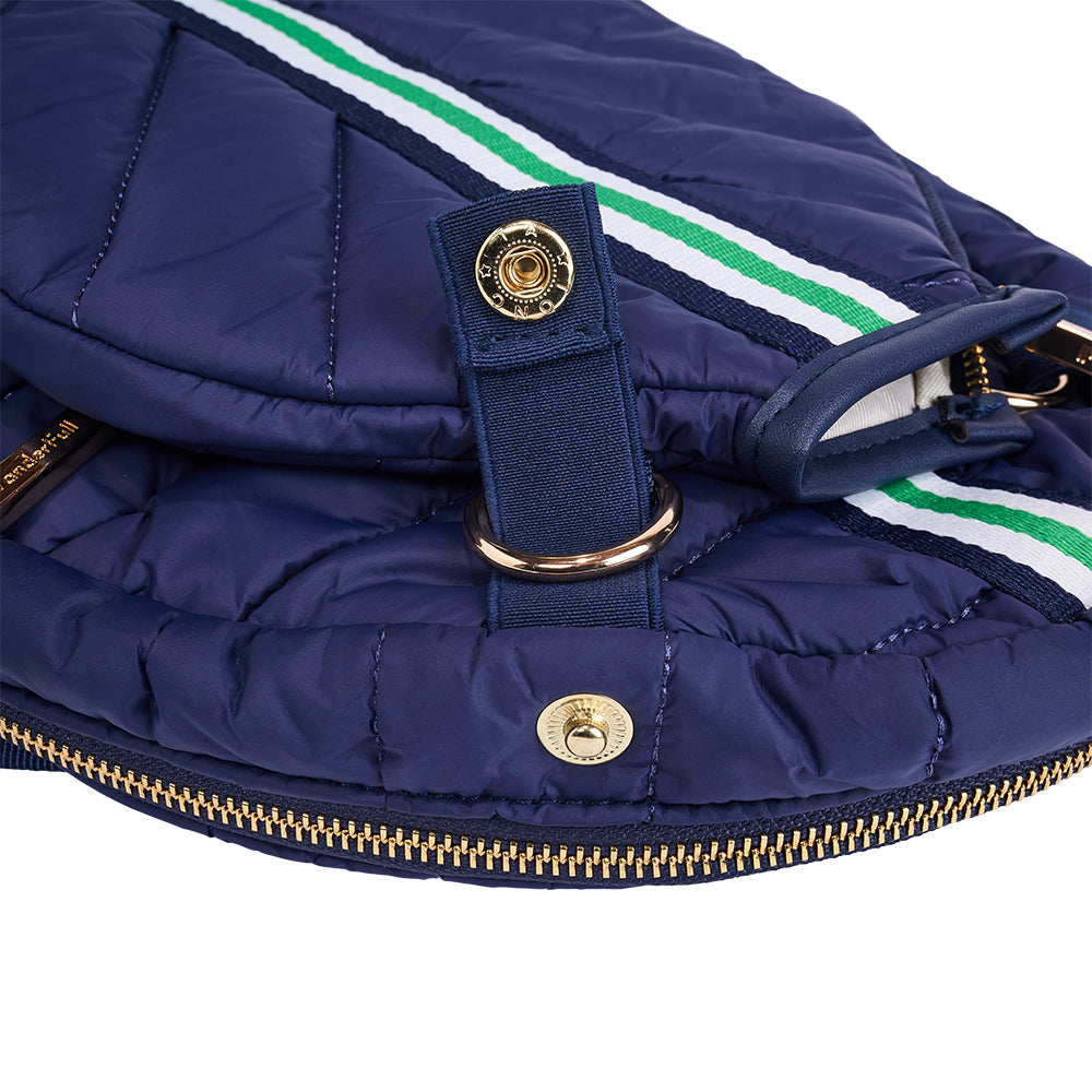 JUNE MARKET: Pickleball HydroSling Bag with Removable Racquet Cover- Navy Matte with Stripe by Wanderfull (Ships in 2-3 Weeks)