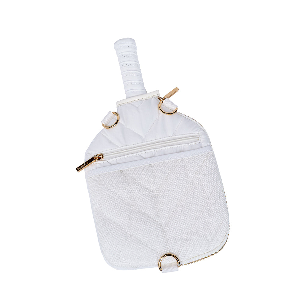 JUNE MARKET: Pickleball HydroSling Bag with Removable Racquet Cover- White Ripstop with Stripe by Wanderfull (Ships in 2-3 Weeks)