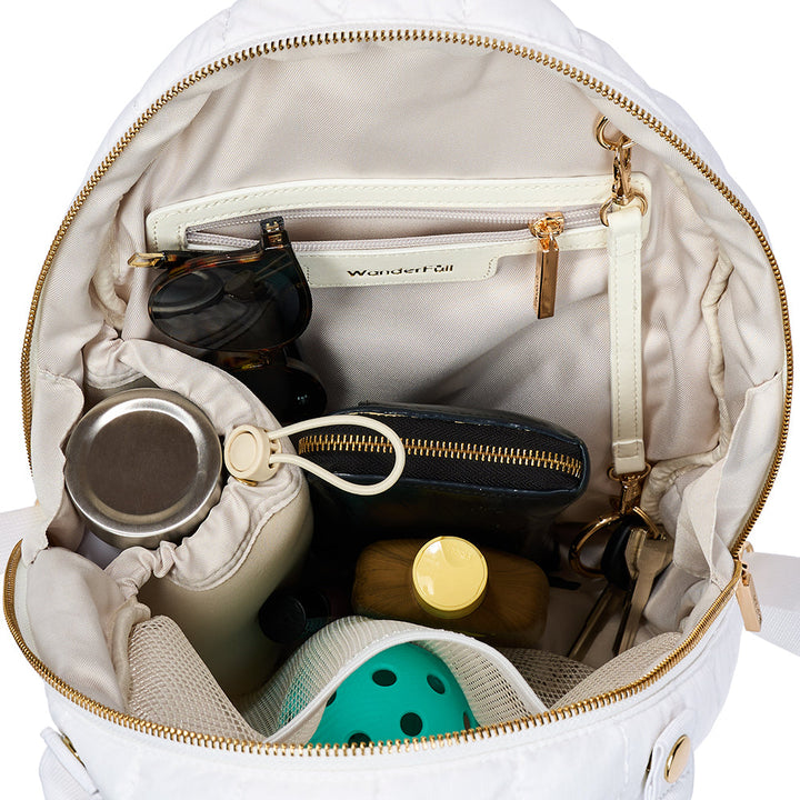 JUNE MARKET: Pickleball HydroSling Bag with Removable Racquet Cover- White Ripstop with Stripe by Wanderfull (Ships in 2-3 Weeks)