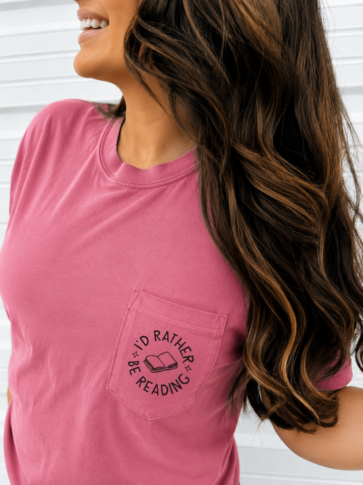 by PrepO: 'I'd Rather Be Reading' Pocket Tee by Prep Obsessed (Ships in 1-2 Weeks)