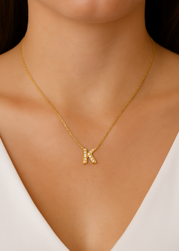 Custom Impression Initial Necklace - Water Resistant & Pave Crystal by the Sis Kiss (Ships in 4 Weeks)