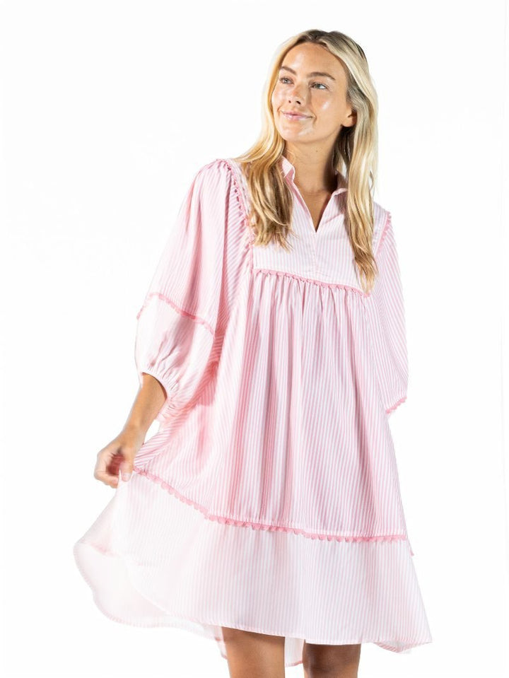 Coastal Patchwork Dress - Pink Stripe by Simply Southern