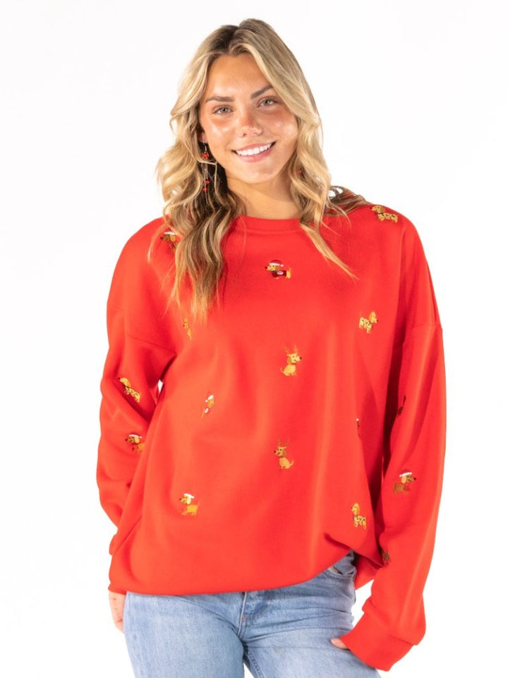 Holiday Embroidered Crew - Dog by Simply Southern