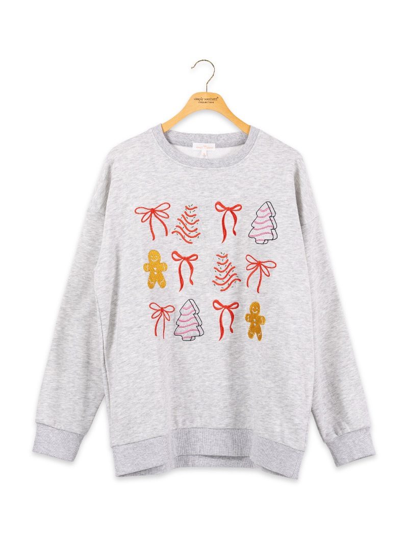 Holiday Embroidered Crew - Ribbon Cake by Simply Southern